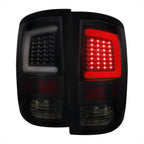 2009-2018 Dodge RAM 1500 / 2019-2021 RAM Classic / 2010-2018 RAM 2500 3500 White Bar LED Tail Lights (Glossy Black Housing/Smoked Lens)