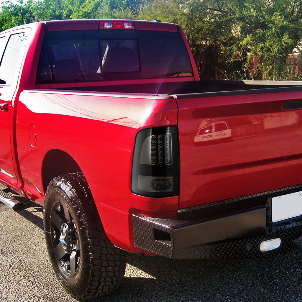 2009-2018 Dodge RAM 1500 / 2019-2021 Dodge RAM Classic / 2010-2018 RAM 2500 3500 LED Tail Lights (Glossy Black Housing/Smoked Lens)