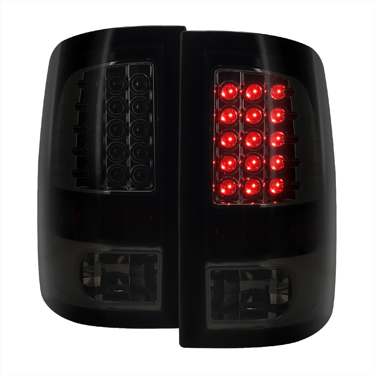 2009-2018 Dodge RAM 1500 / 2019-2021 Dodge RAM Classic / 2010-2018 RAM 2500 3500 LED Tail Lights (Glossy Black Housing/Smoked Lens)