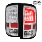 2009-2018 Dodge RAM 1500 / 2019-2021 RAM Classic / 2010-2018 RAM 2500 3500 White Bar LED Tail Lights (Chrome Housing/Clear Lens)