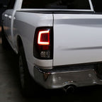 2009-2018 Dodge RAM 1500 / 2019-2021 RAM Classic / 2010-2018 RAM 2500 3500 White Bar LED Tail Lights (Matte Black Housing/Clear Lens)