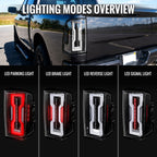 2009-2018 Dodge RAM 1500 / 2019-2021 RAM Classic / 2010-2018 RAM 2500 3500 Full LED Tail Lights (Jet Black Housing / Clear Lens)