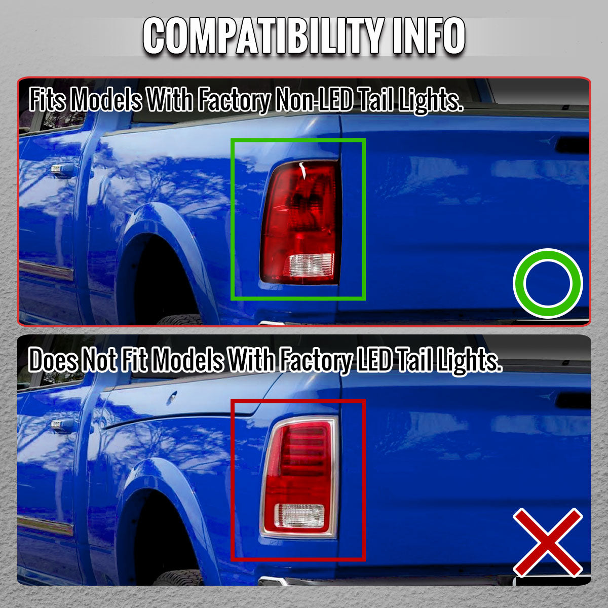 2009-2018 Dodge RAM 1500 / 2019-2021 RAM Classic / 2010-2018 RAM 2500 3500 Full LED Tail Lights (Jet Black Housing / Clear Lens)