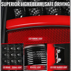 2009-2018 Dodge RAM 1500 / 2019-2021 RAM Classic / 2010-2018 RAM 2500 3500 Red LED C-Bar Tail Lights (Black Housing / Clear Lens)