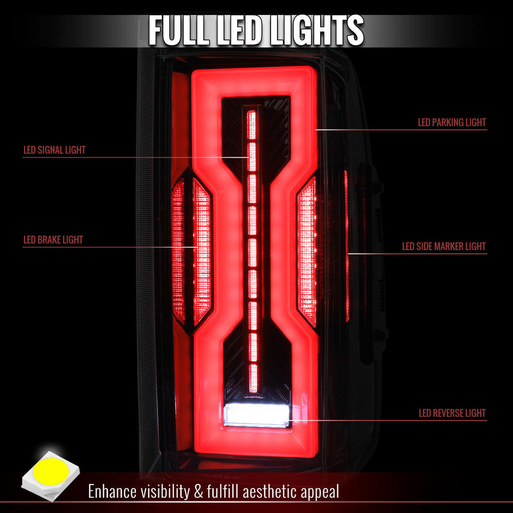 2009-2018 Dodge RAM 1500 / 2019-2021 RAM Classic / 2010-2018 RAM 2500 3500 Full LED Tail Lights (Jet Black Housing / Clear Lens)
