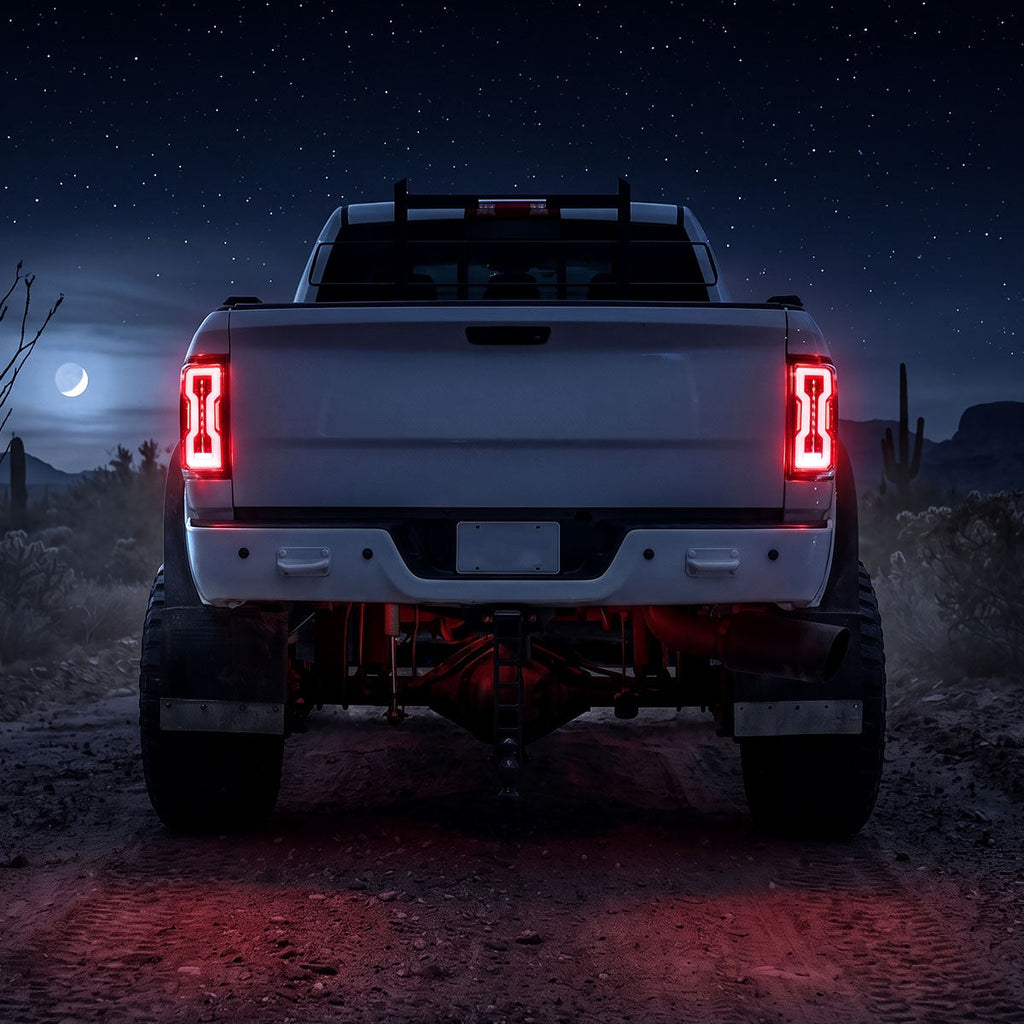 2009-2018 Dodge RAM 1500 / 2019-2021 RAM Classic / 2010-2018 RAM 2500 3500 Full LED Tail Lights (Jet Black Housing / Clear Lens)