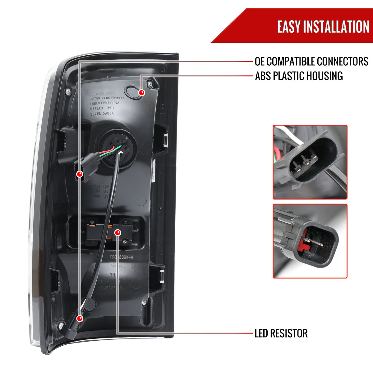 2009-2018 Dodge RAM 1500/2019-2022 RAM 1500 Classic/2010-2018 RAM 2500 3500 Red LED Bar Tail Lights (Matte Black Housing/Clear Lens)