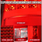 2009-2018 Dodge RAM 1500 / 2019-2021 RAM Classic / 2010-2018 RAM 2500 3500 Full LED C-Bar Tail Lights (Chrome Housing / Red Clear Lens)