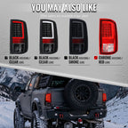 2009-2018 Dodge RAM 1500 / 2019-2021 RAM Classic / 2010-2018 RAM 2500 3500 Full LED C-Bar Tail Lights (Chrome Housing / Red Clear Lens)