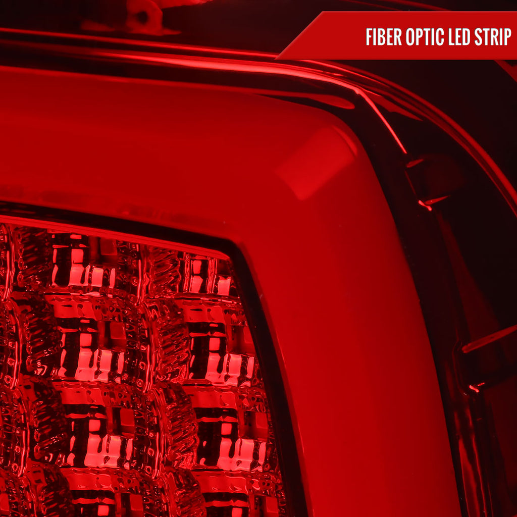 2009-2018 Dodge RAM 1500 / 2019-2021 RAM Classic / 2010-2018 RAM 2500 3500 White Bar LED Tail Lights (Chrome Housing/Red Lens)