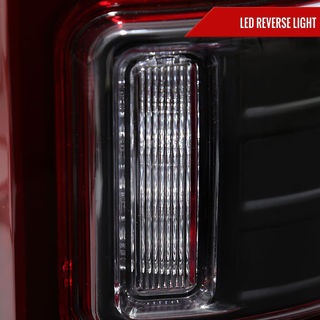 2009-2018 Dodge RAM 1500/2019-2022 RAM 1500 Classic/2010-2018 RAM 2500 3500 LED Bar Tail Lights (Matte Black Housing/Red Clear Lens)