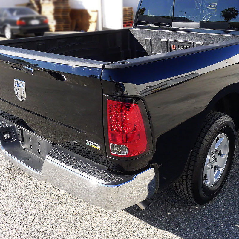 2009-2018 Dodge RAM 1500 / 2019-2021 RAM Classic / 2010-2018 RAM 2500 3500 LED Tail Lights (Chrome Housing/Red Lens)