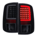 2009-2018 Dodge RAM 1500 / 2019-2021 RAM Classic / 2010-2018 RAM 2500 3500 Full LED C-Bar Tail Lights  (Black Housing / Smoked Lens)