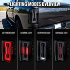 2009-2018 Dodge RAM 1500 / 2019-2021 RAM Classic / 2010-2018 RAM 2500 3500 Full LED Tail Lights (Glossy Black Housing / Smoked Lens)
