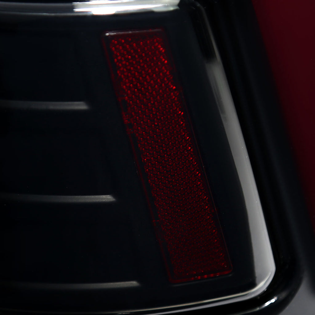2009-2018 Dodge RAM 1500/2019-2022 RAM 1500 Classic/2010-2018 RAM 2500 3500 Red LED Bar Tail Lights (Matte Black Housing/Smoked Lens)