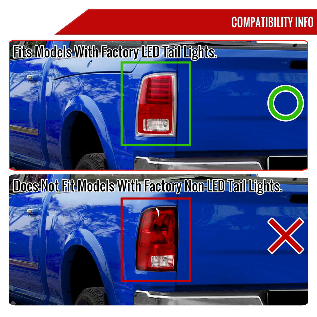 2013-2018 RAM 1500/2500/3500 Sequential Signal LED Tail Lights (Black Housing/Smoked Lens)