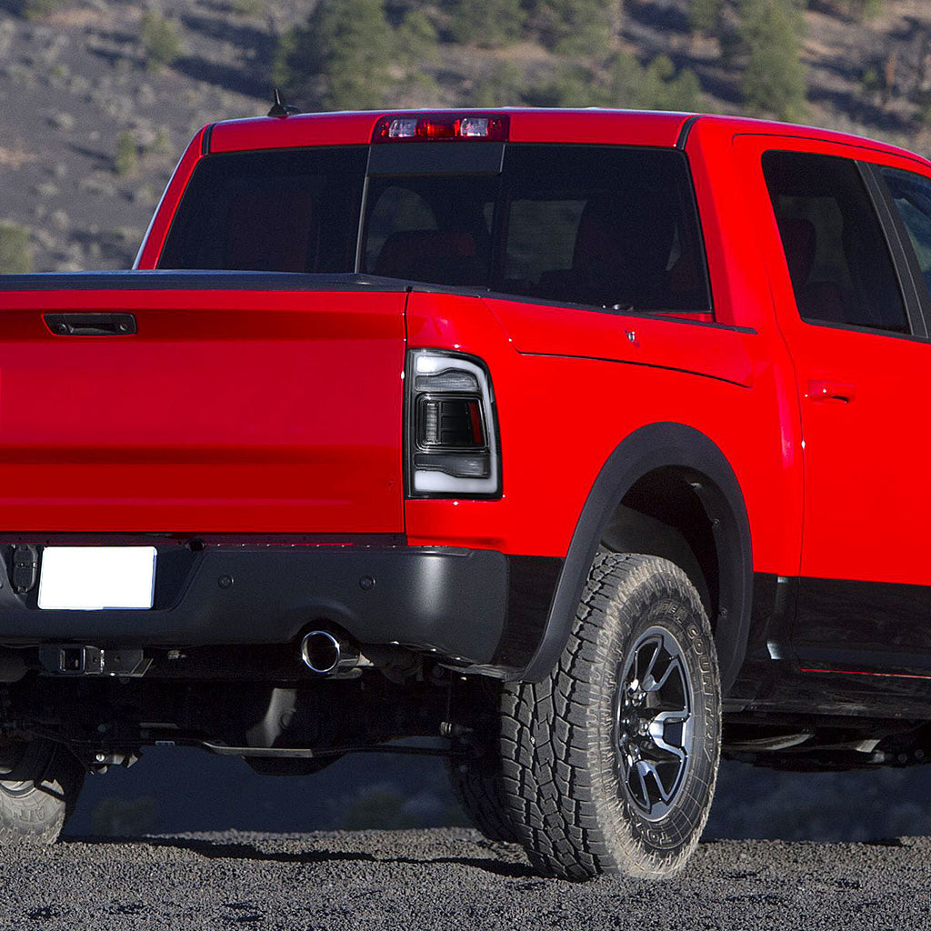 2013-2018 RAM 1500/2500/3500 Sequential Signal LED Tail Lights (Matte Black Housing/Clear Lens)