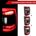 2013-2018 RAM 1500/2500/3500 Sequential Signal LED Tail Lights (Black Housing/Clear Lens)