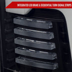 2019-2024 Dodge RAM 1500 Tail Light w/ Sequential Turn Signal LED Strip and LED Side Marker Brake Reverse (Glossy Black Housing / Smoked Lens)
