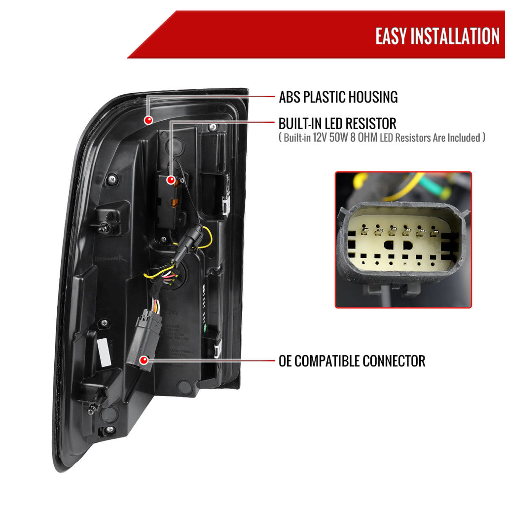 2019-2024 Dodge RAM 1500 Tail Light w/ Sequential Turn Signal LED Strip and LED Side Marker Brake Reverse (Glossy Black Housing / Smoked Lens)