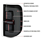 2019-2024 Dodge RAM 1500 Tail Light w/ Sequential Turn Signal LED Strip and LED Side Marker Brake Reverse (Glossy Black Housing / Smoked Lens)