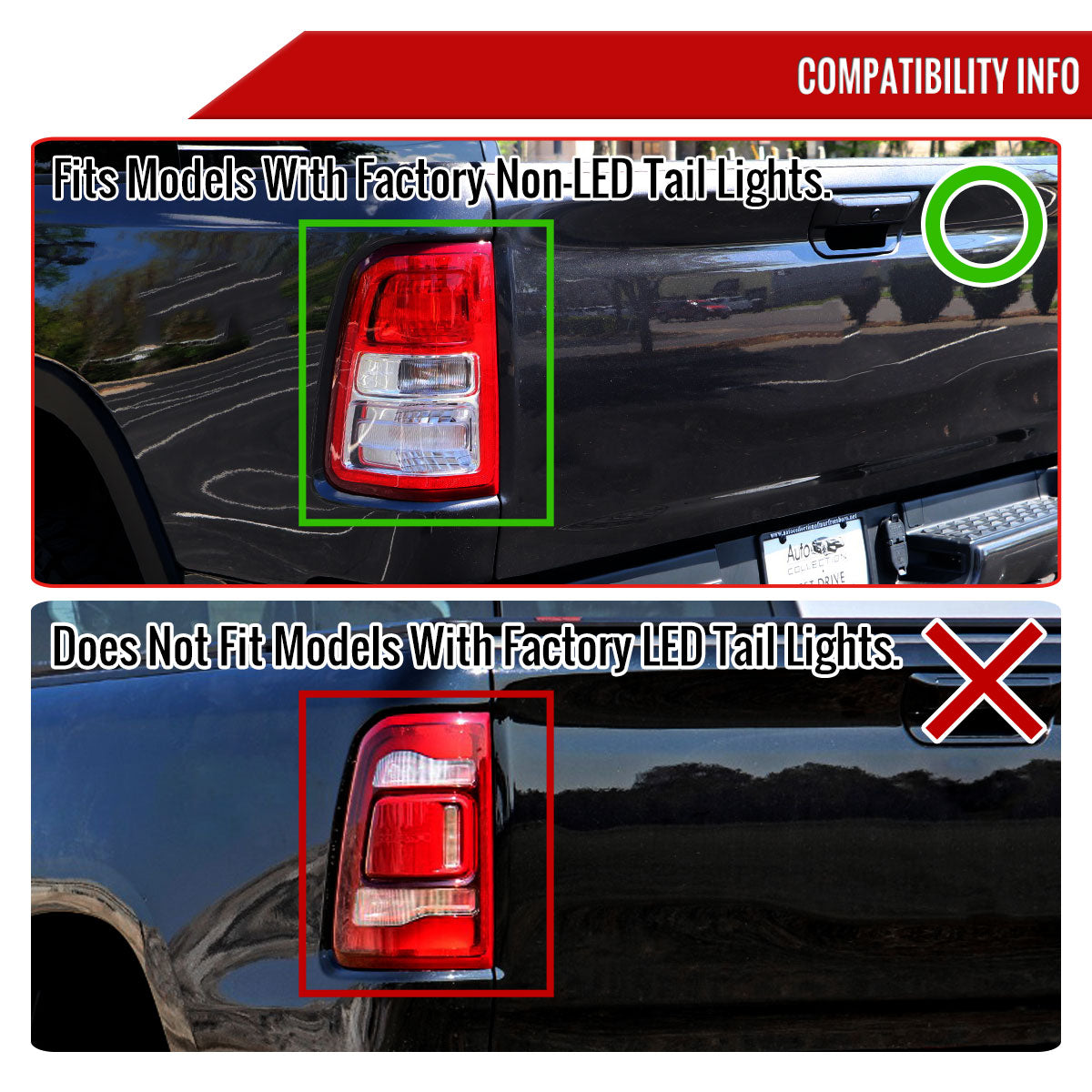 2019-2024 Dodge RAM 1500 White LED Bar Tail Lights (Glossy Black Housing/Smoked Lens)