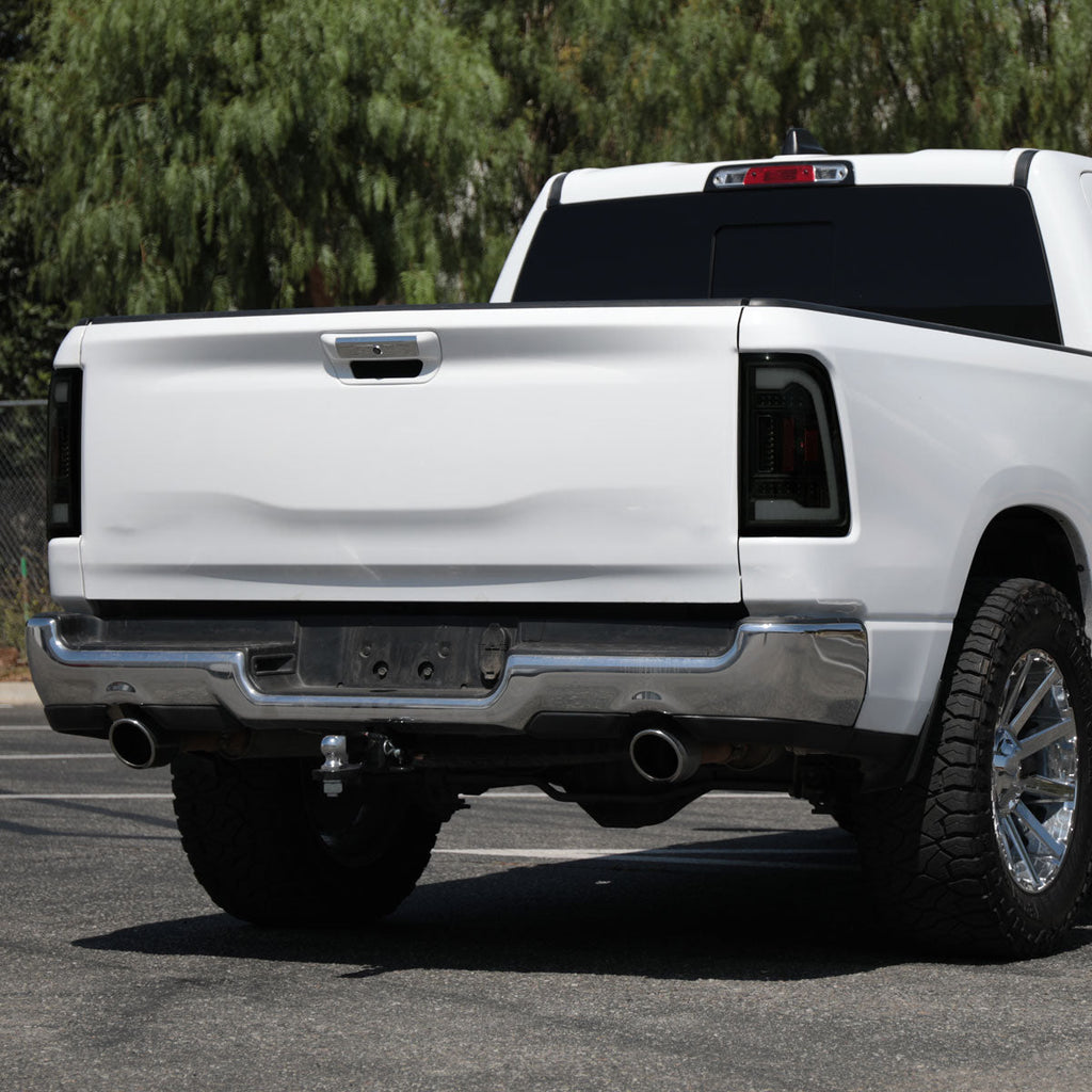 2019-2024 Dodge RAM 1500 White LED Bar Tail Lights (Glossy Black Housing/Smoked Lens)