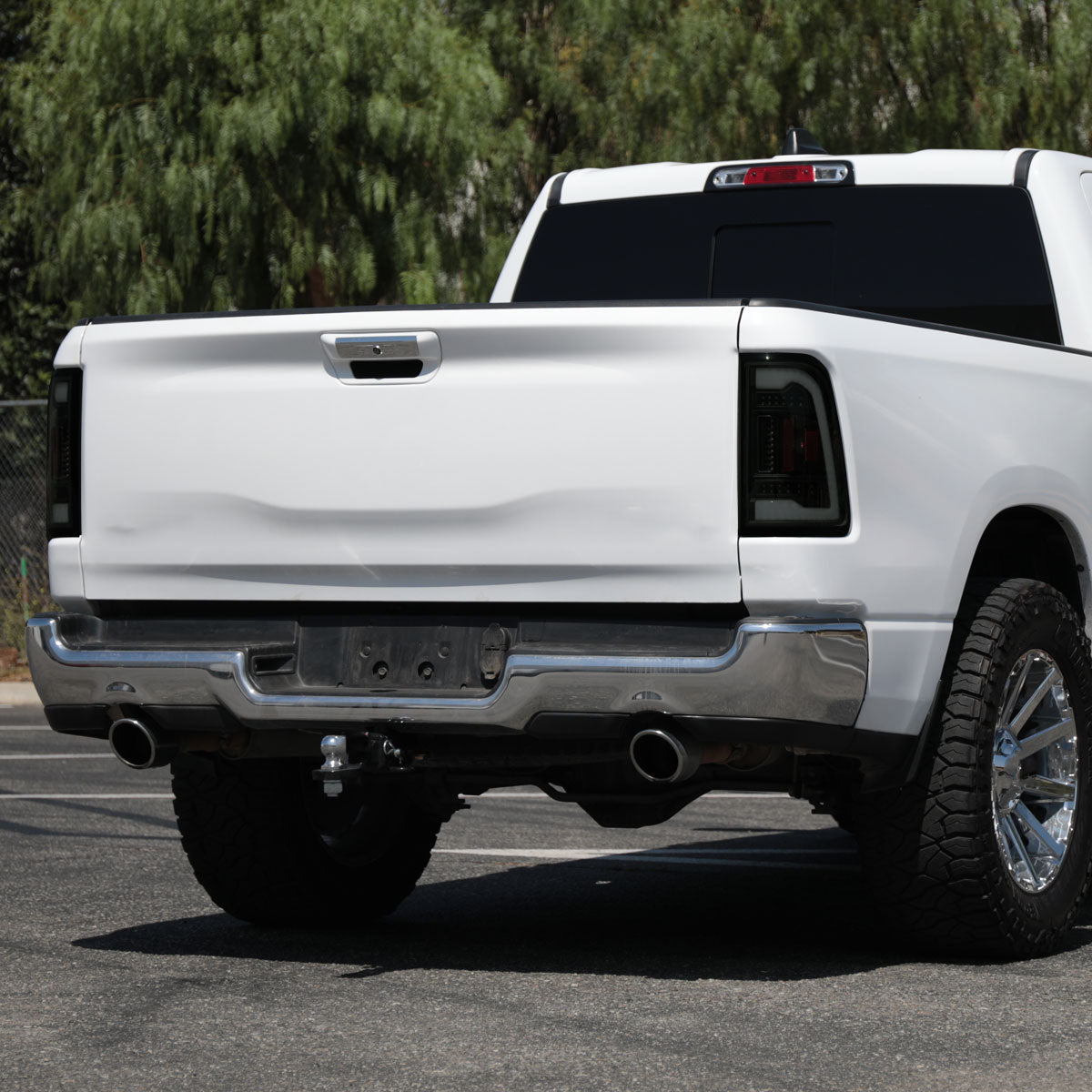 2019-2024 Dodge RAM 1500 White LED Bar Tail Lights (Glossy Black Housing/Smoked Lens)