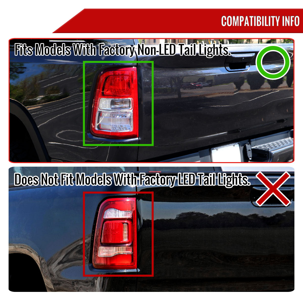 2019-2024 Dodge RAM 1500 White LED Bar Tail Lights (Glossy Black Housing/Clean Lens)