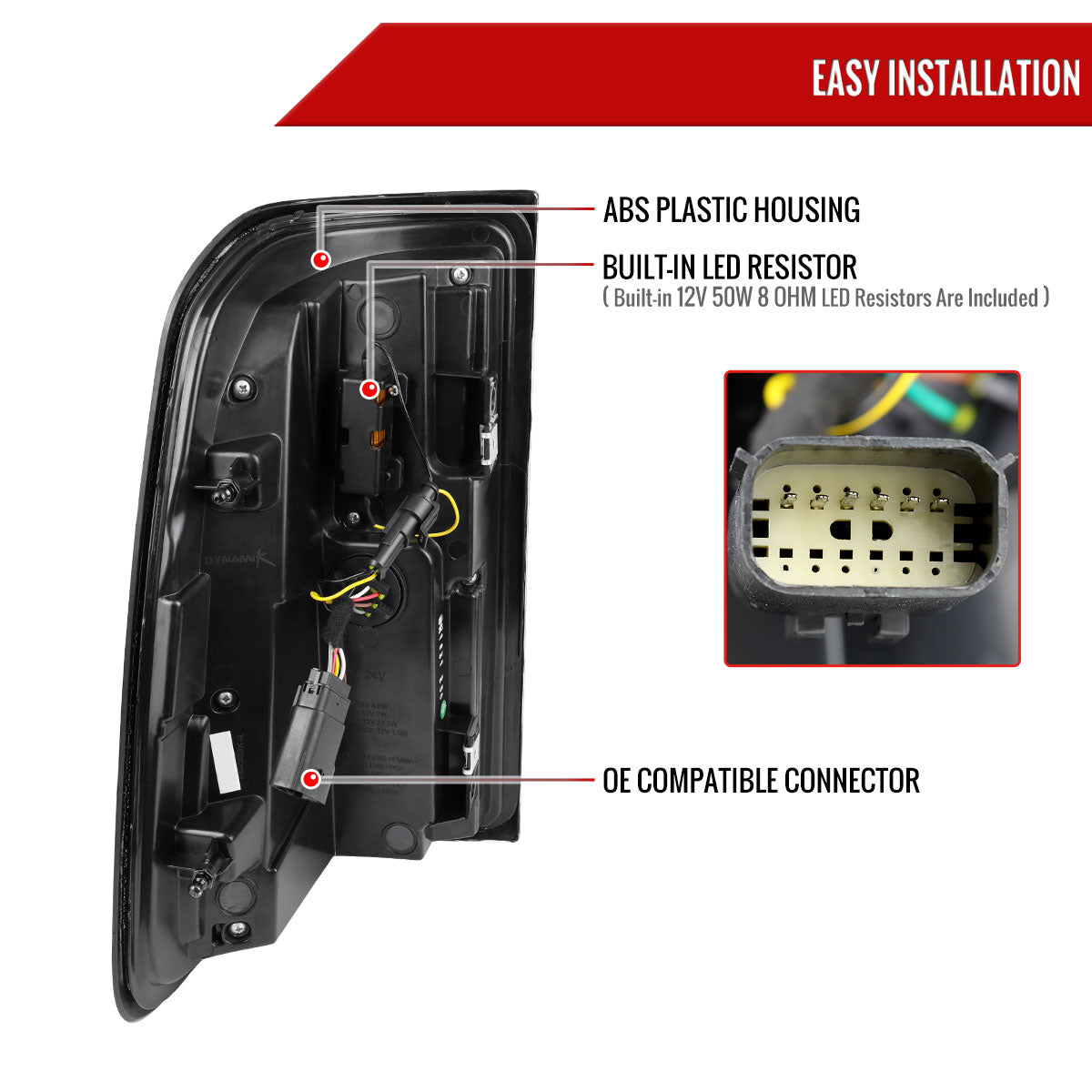 2019-2024 Dodge RAM 1500 Tail Light w/ Sequential Turn Signal LED Strip and LED Side Marker Brake Reverse (Black Housing / Clear Lens)