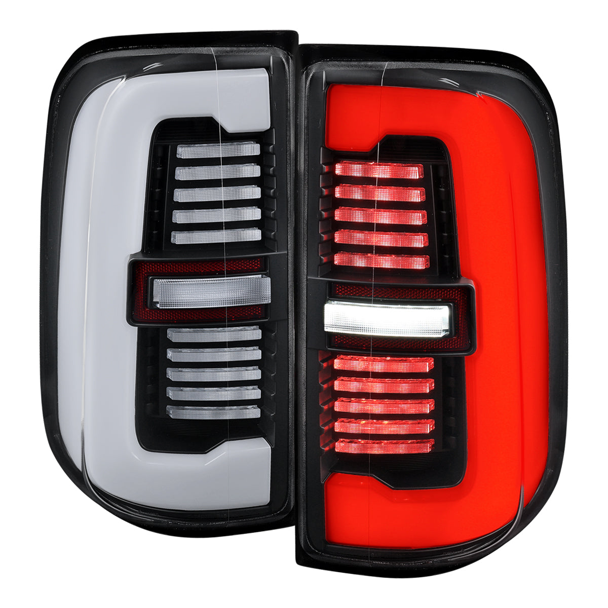 2019-2024 Dodge RAM 1500 Tail Light w/ Sequential Turn Signal LED Strip and LED Side Marker Brake Reverse (Black Housing / Clear Lens)