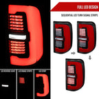 2019-2024 Dodge RAM 1500 Tail Light w/ Sequential Turn Signal Red LED Strip and LED Side Marker Brake Reverse (Black Housing / Clear Lens)