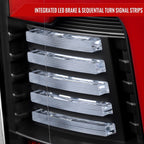 2019-2024 Dodge RAM 1500 Tail Light w/ Sequential Turn Signal Red LED Strip and LED Side Marker Brake Reverse (Black Housing / Clear Lens)