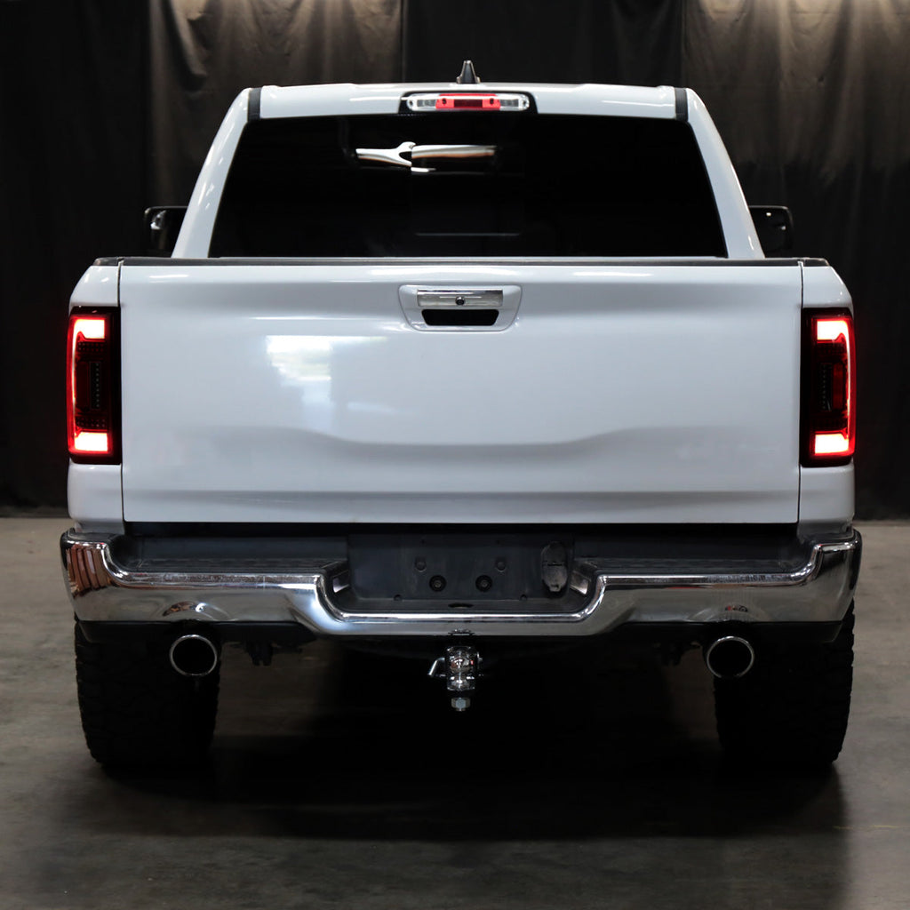2019-2024 Dodge RAM 1500 White LED Bar Tail Lights (Black Housing/Red Smoked Lens)