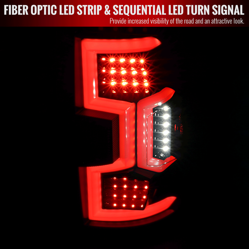 2019-2024 Dodge RAM 2500/3500 Red LED Bar Sequential Signal Tail Lights (Black Housing/Clear Lens)