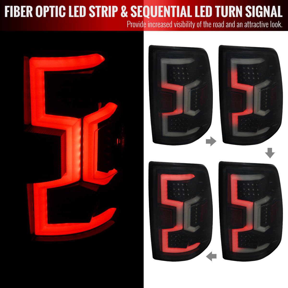 2019-2024 Dodge RAM 2500/3500 LED Sequential Signal Tail Lights (Glossy Black Housing/Dark Smoked Lens)