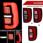 2019-2024 Dodge RAM 2500/3500 LED Sequential Signal Tail Lights (Jet Black Housing / Clear Lens)