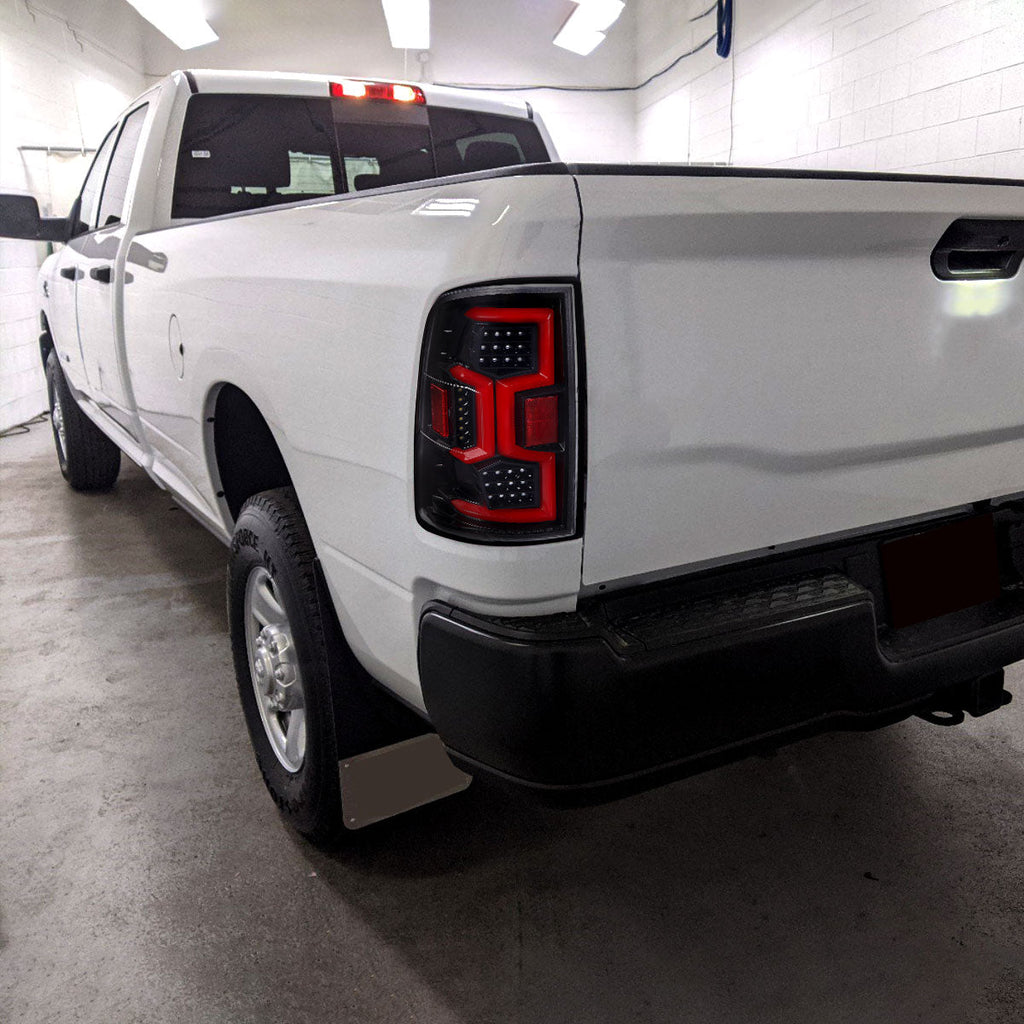 2019-2024 Dodge RAM 2500/3500 LED Sequential Signal Tail Lights (Jet Black Housing/Clear Lens)