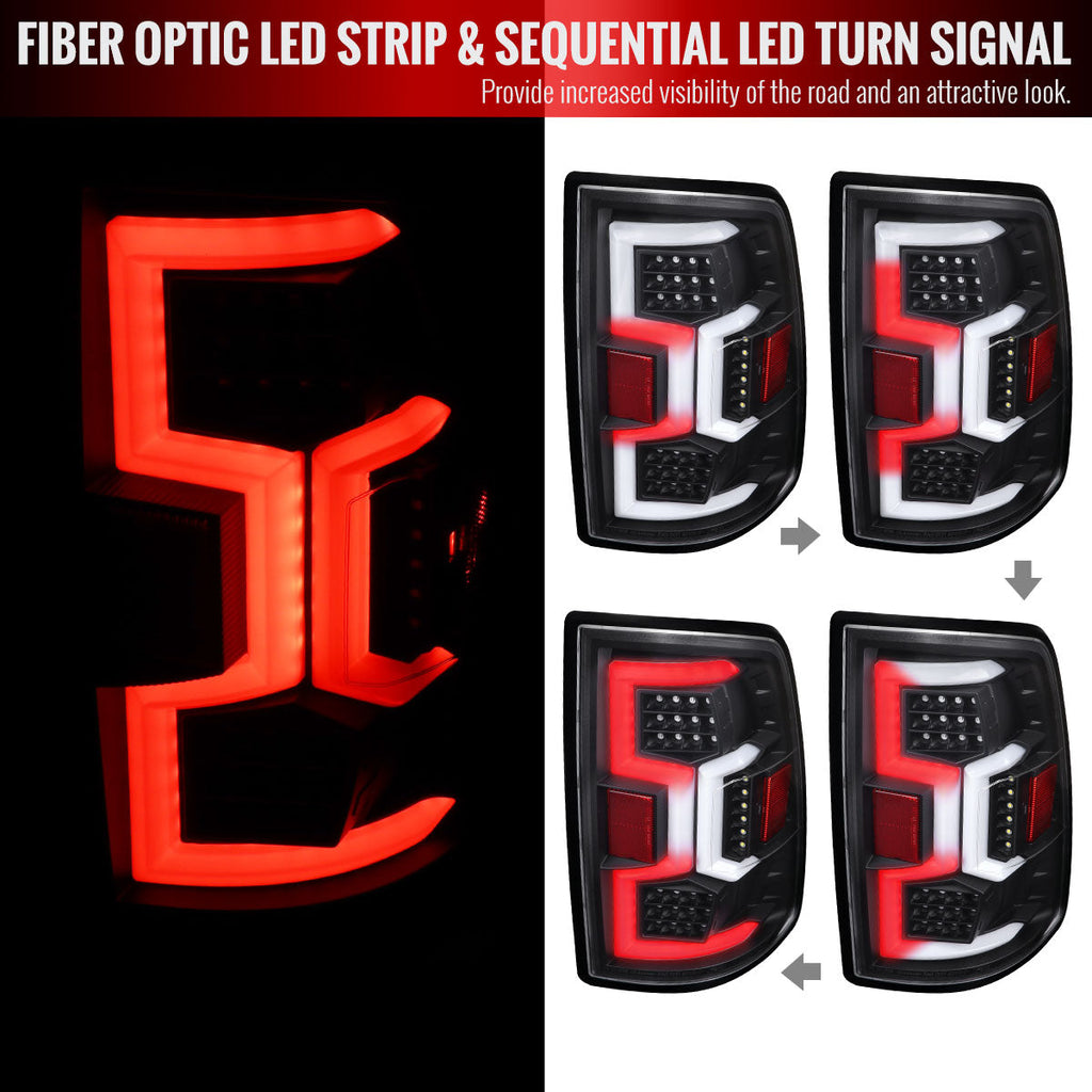 2019-2024 Dodge RAM 2500/3500 LED Sequential Signal Tail Lights (Matte Black Housing/Clear Lens)