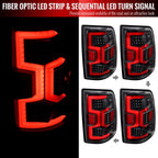 2019-2024 Dodge RAM 2500/3500 Red LED Bar Sequential Signal Tail Lights (Black Housing/Clear Lens)