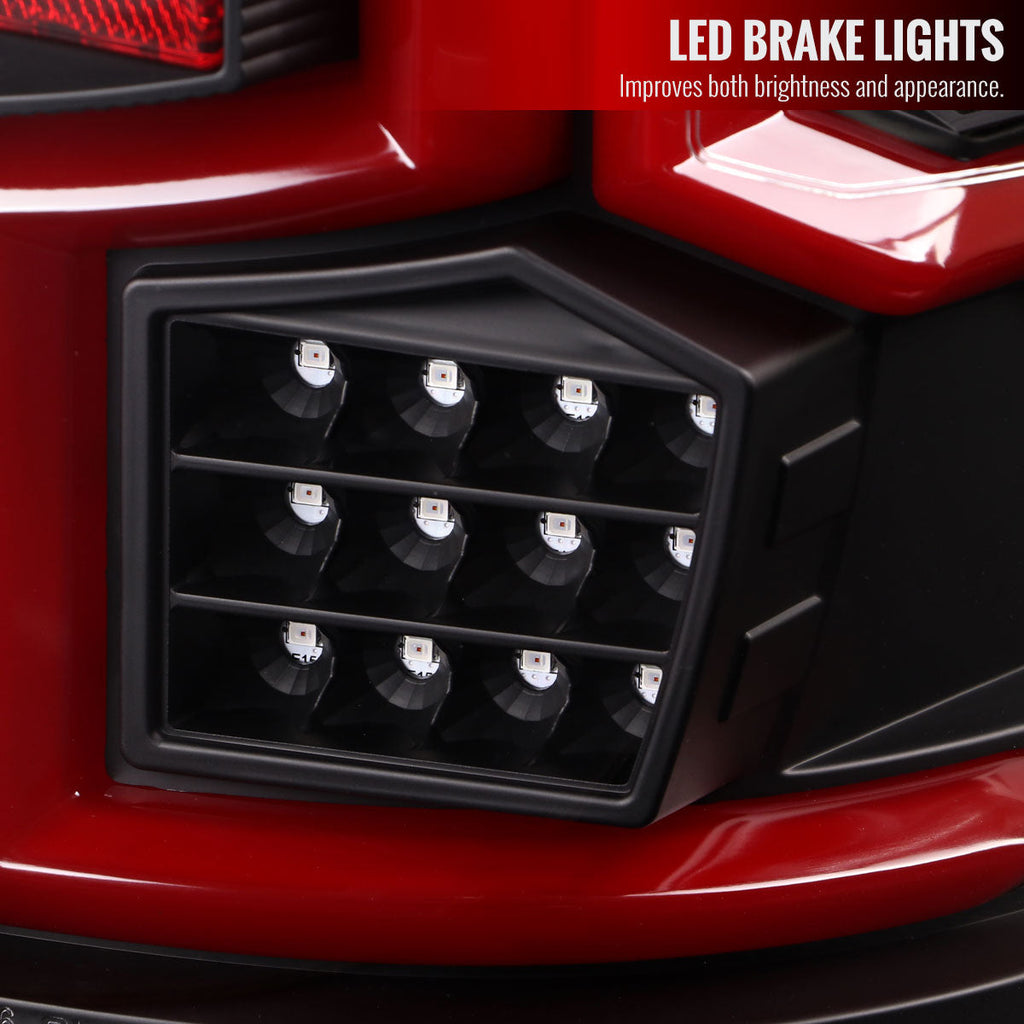 2019-2024 Dodge RAM 2500/3500 Red LED Bar Sequential Signal Tail Lights (Black Housing/Clear Lens)