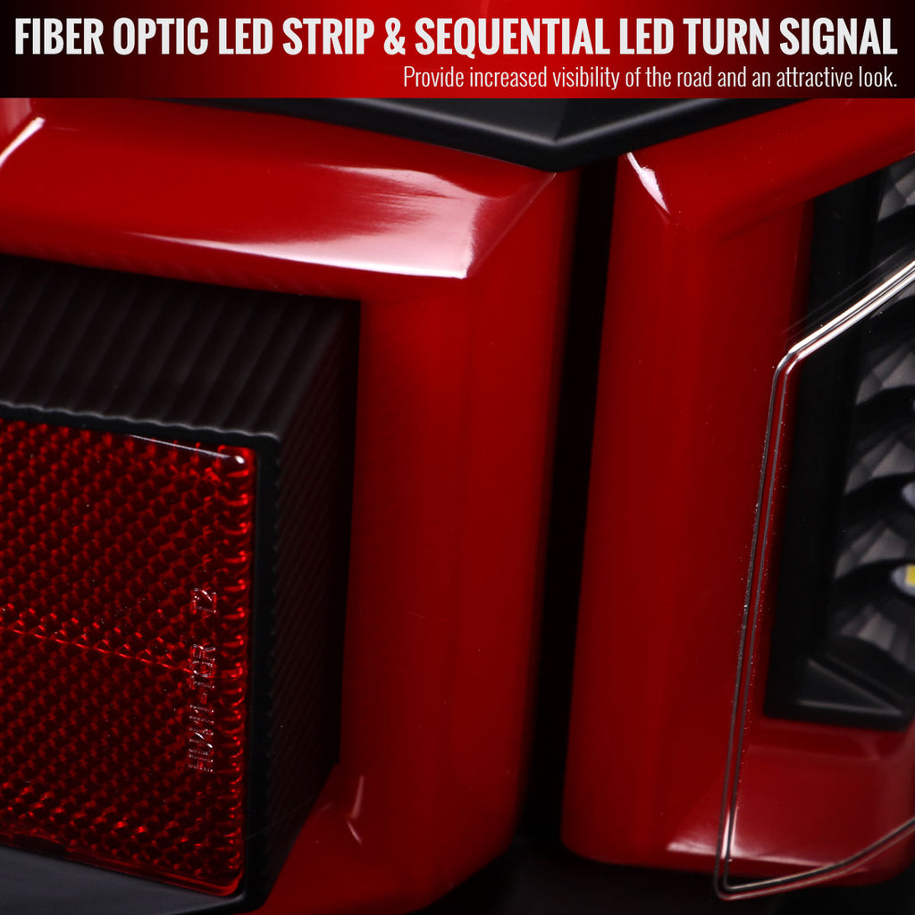 2019-2024 Dodge RAM 2500/3500 Red LED Bar Sequential Signal Tail Lights (Black Housing/Clear Lens)