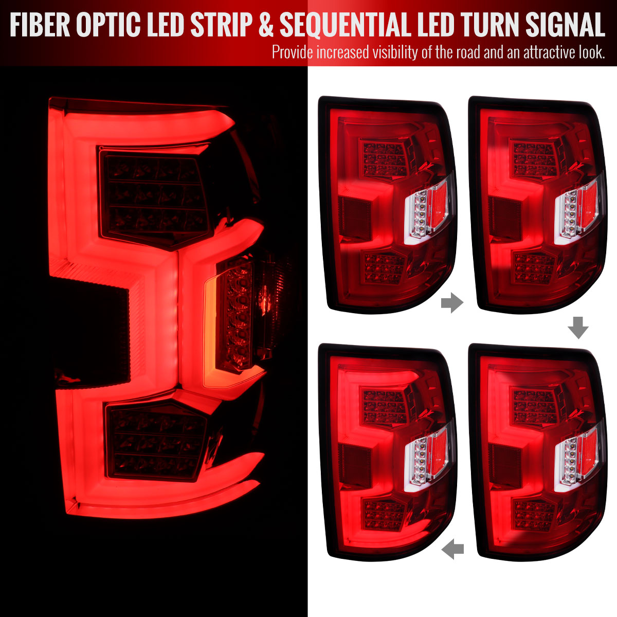 2019-2024 Dodge RAM 2500/3500 LED Sequential Signal Tail Lights (Chrome Housing/Red Lens)