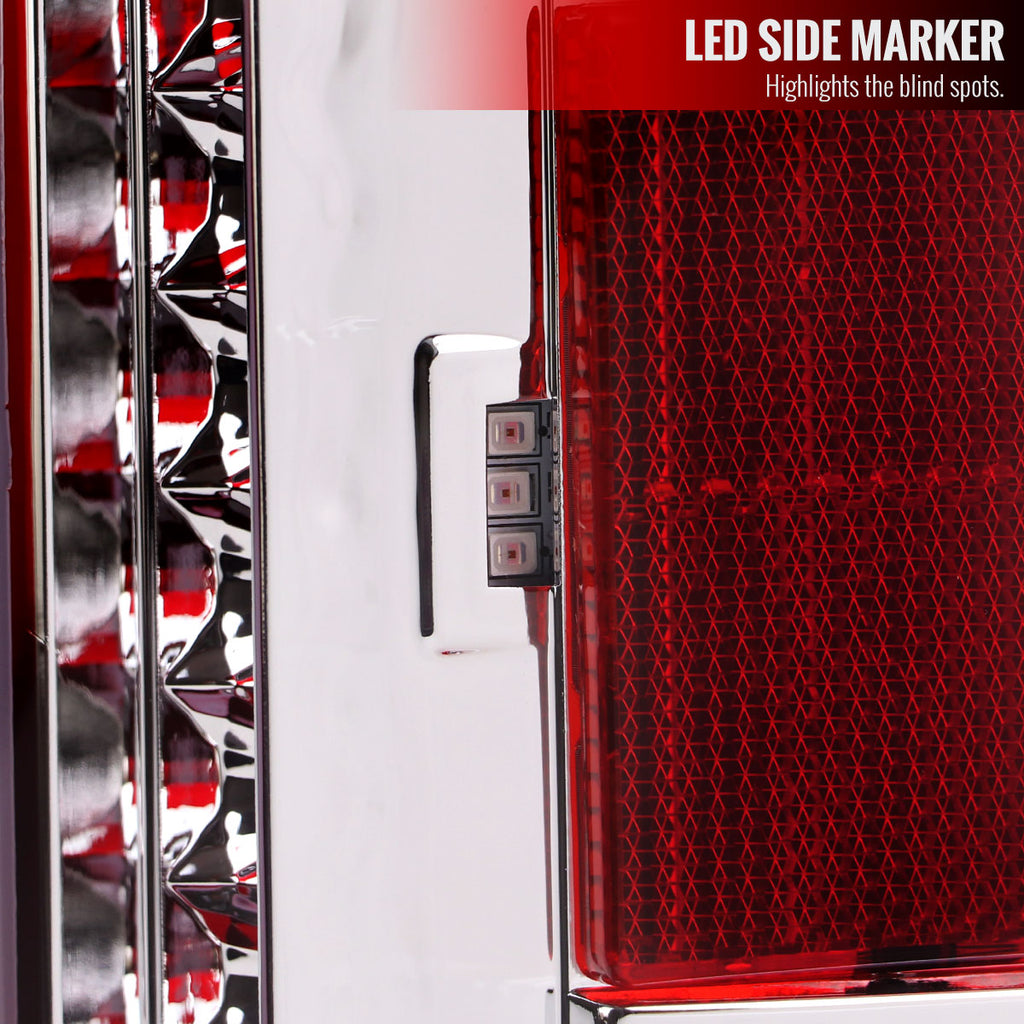 2019-2024 Dodge RAM 2500/3500 LED Sequential Signal Tail Lights (Chrome Housing/Red Lens)