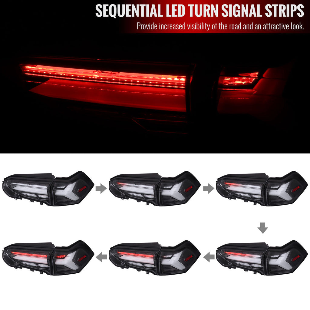2019-2024 Toyota RAV4 White LED Bar Sequential Signal Tail Lights (Matte Black Housing/Clear Lens)
