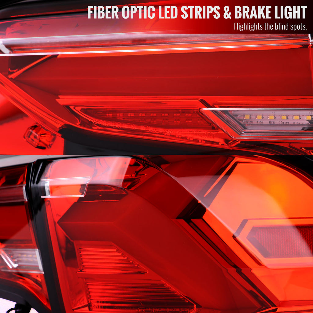 2019-2024 Toyota RAV4 Red LED Bar Sequential Signal Tail Lights (Chrome Housing/Red Lens)