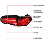2019-2024 Toyota RAV4 Red LED Bar Sequential Signal Tail Lights (Chrome Housing/Red Lens)