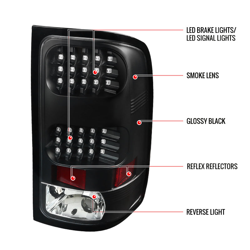2007-2013 GMC Sierra 1500 / 2007-2014 Sierra 2500HD 3500HD LED Tail Lights - V2 (Matte Black Housing/Clear Lens)