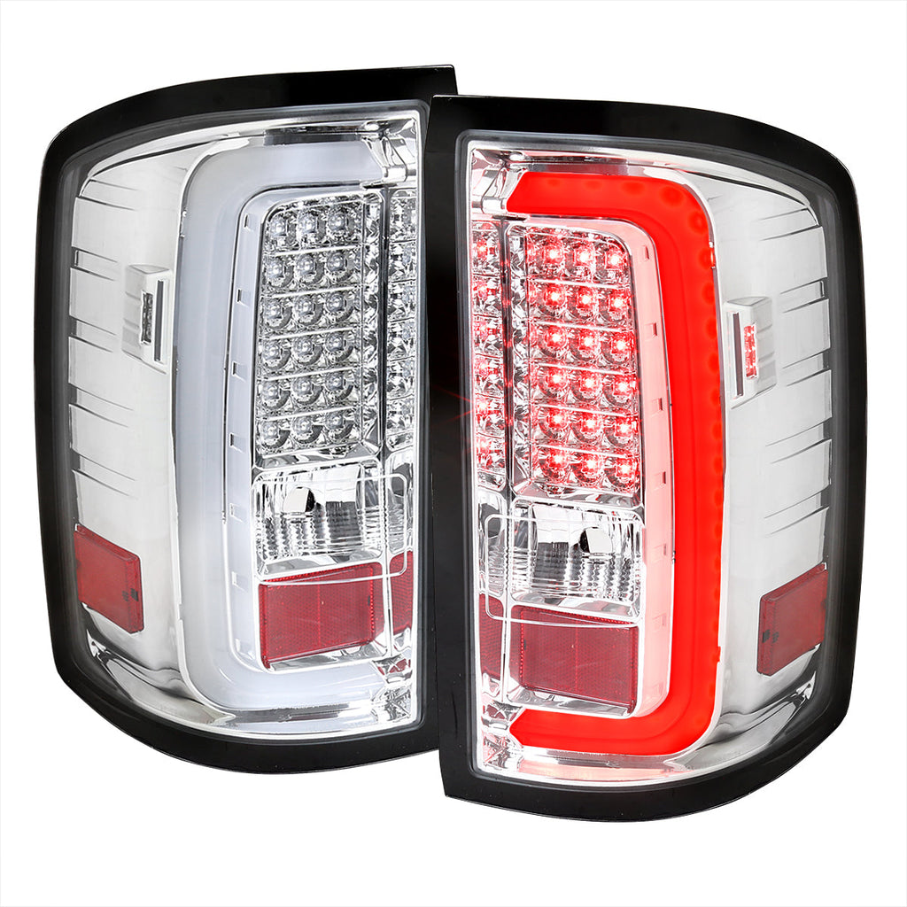 2014-2018 GMC Sierra 1500/2500HD/3500HD LED Tail Lights (Chrome Housing/Clear Lens)