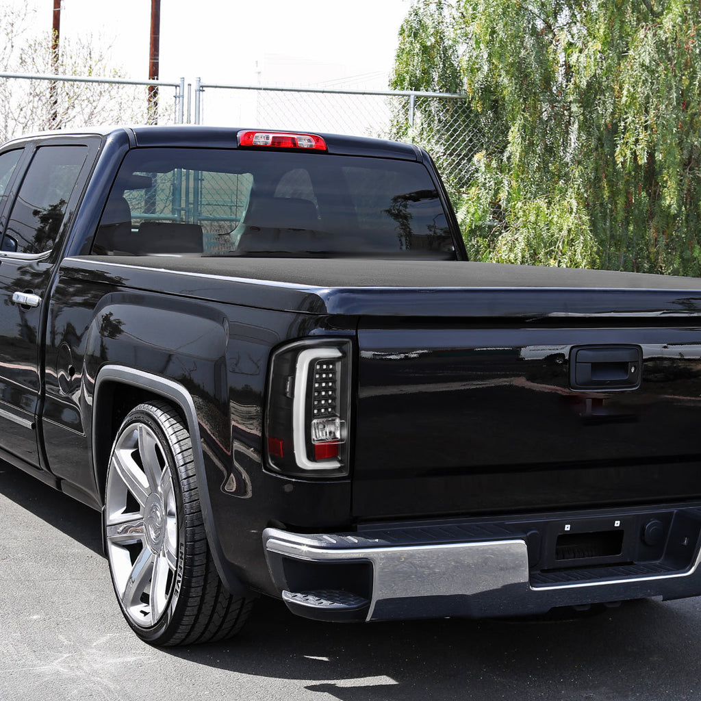 2014-2018 GMC Sierra 1500/2500HD/3500HD V2 LED Tail Lights (Matte Black Housing/Clear Lens)